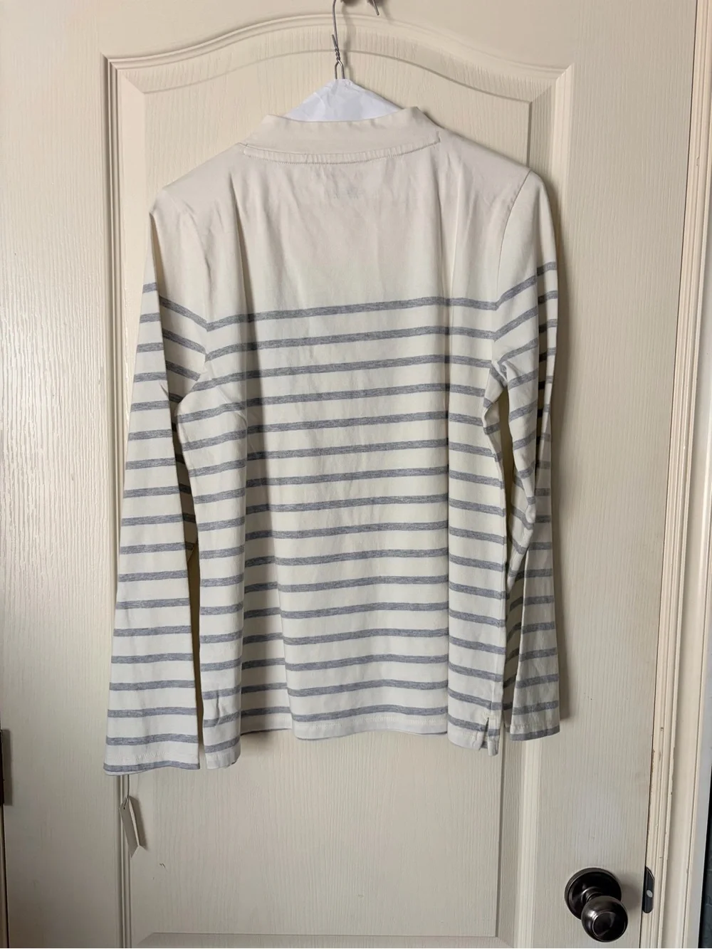 NWT Talbots Sequin Ribbon Stripe Mockneck Longsleeve Tee, Medium